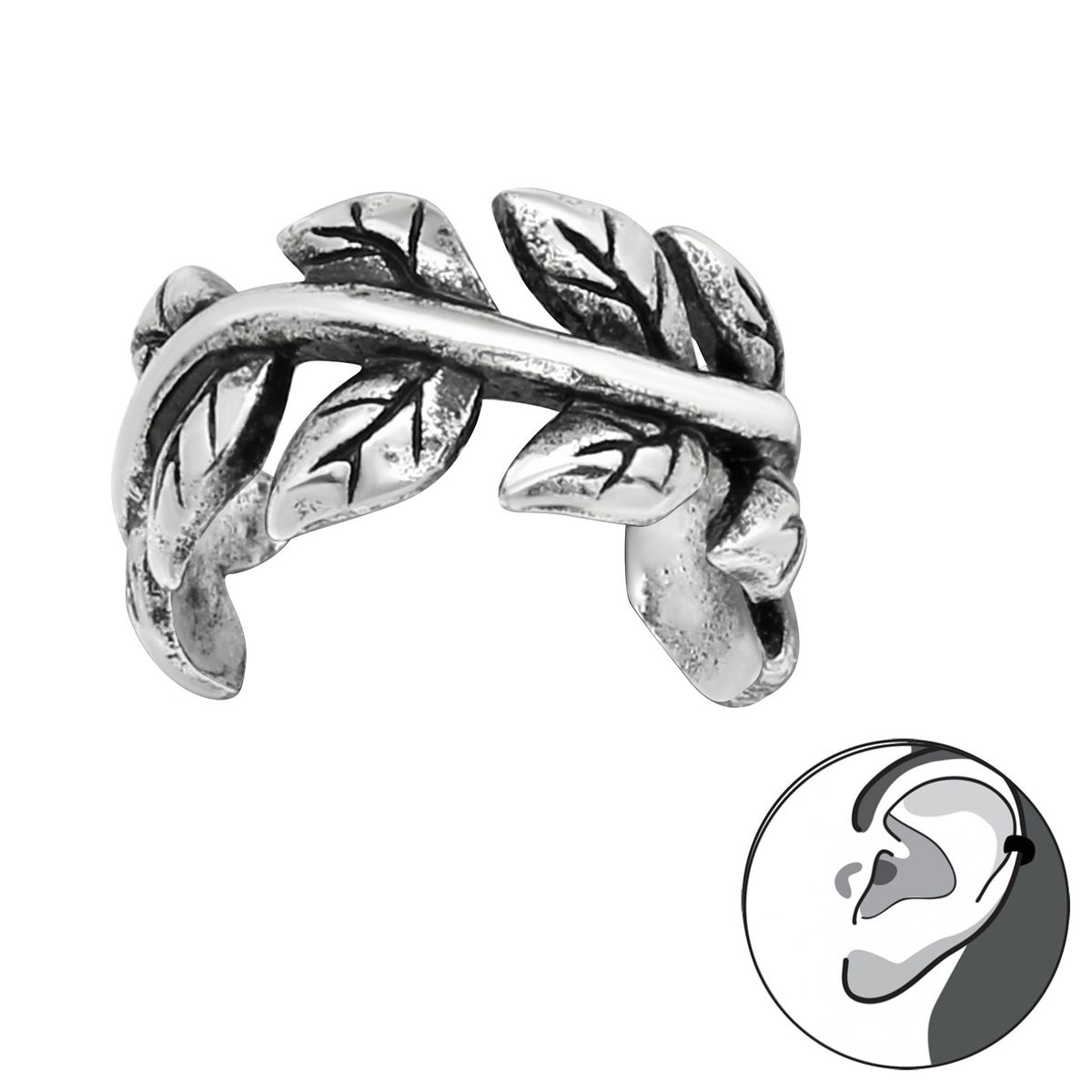 GENERICO - Aro Cuff hoja  Mujer Plata 925