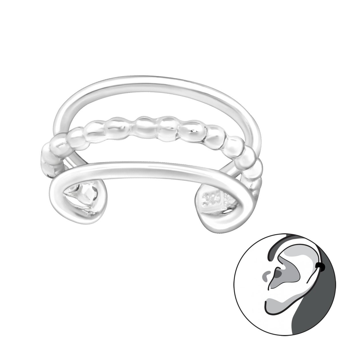 GENERICO - Argolla triple falsa a presion hombre mujer plata 925