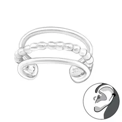 GENERICO - Argolla triple falsa a presion hombre mujer plata 925