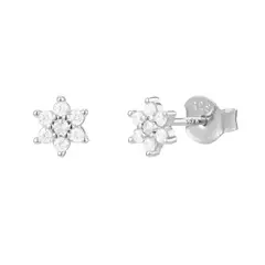 GENERICO - Aros pequeños de plata 925 flores de 4 mm 2da y 3era perforación