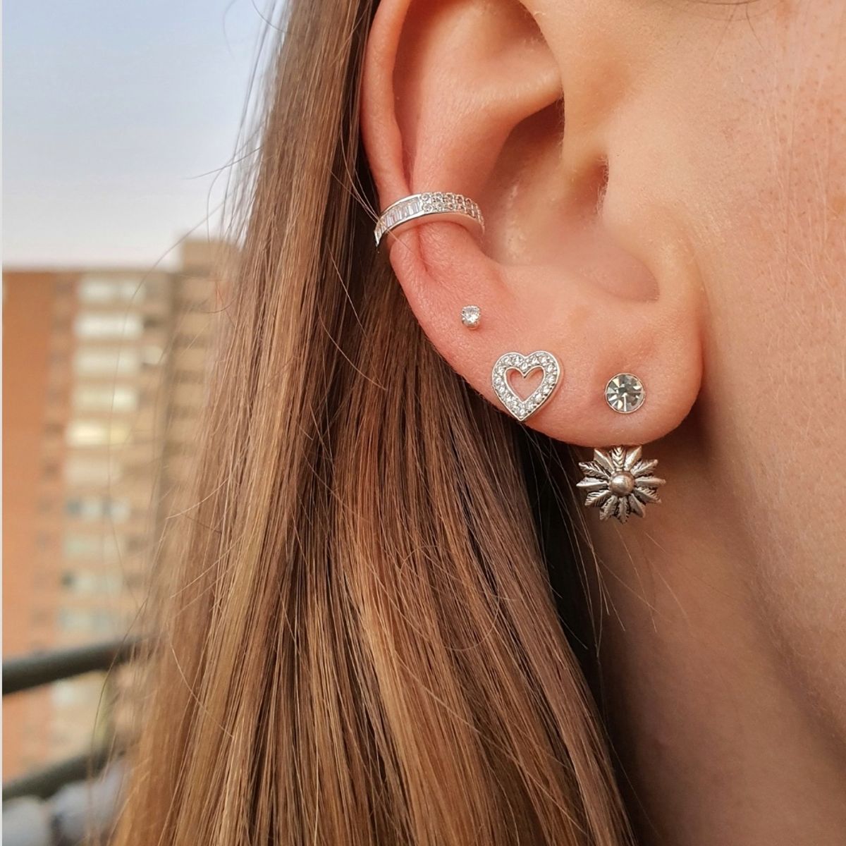 GENERICO - Aros mujer plata Corazones