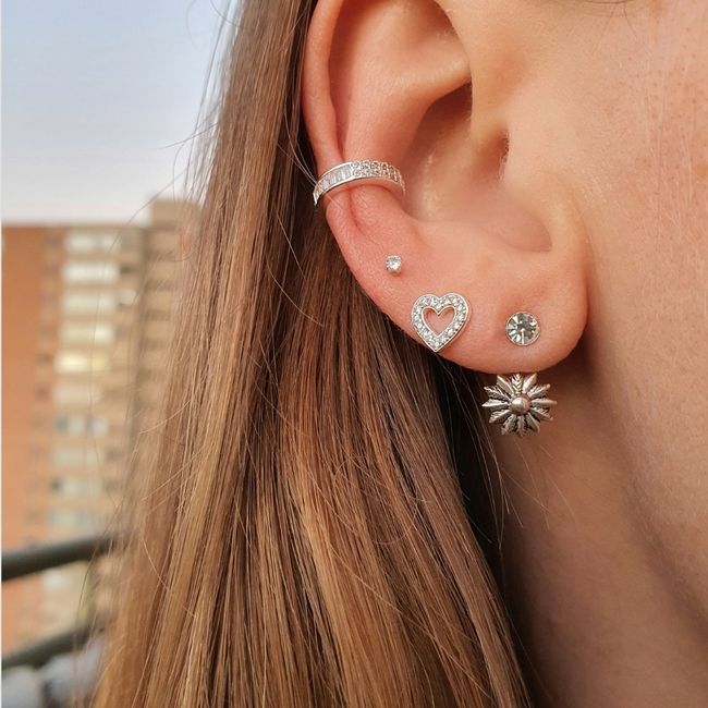 GENERICO - Aros mujer plata Corazones