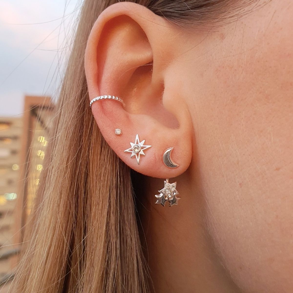GENERICO - Aros mujer plata Estrellas