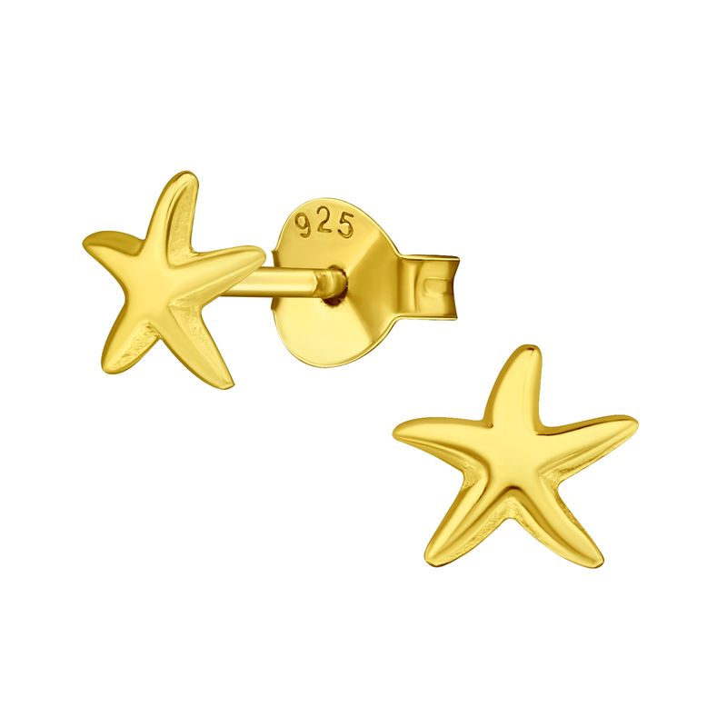GENERICO - Aros Estrella de mar dorados pequeños para niña mujer