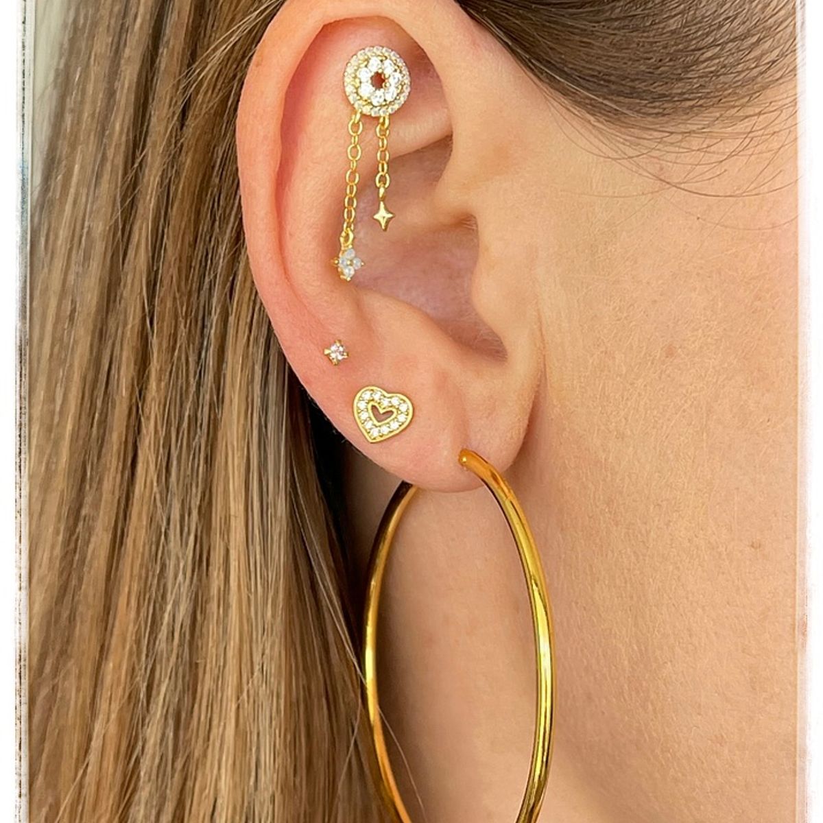 GENERICO - Argollas lisas grandes 50 mm plata 925 oro 18 K   + cajita