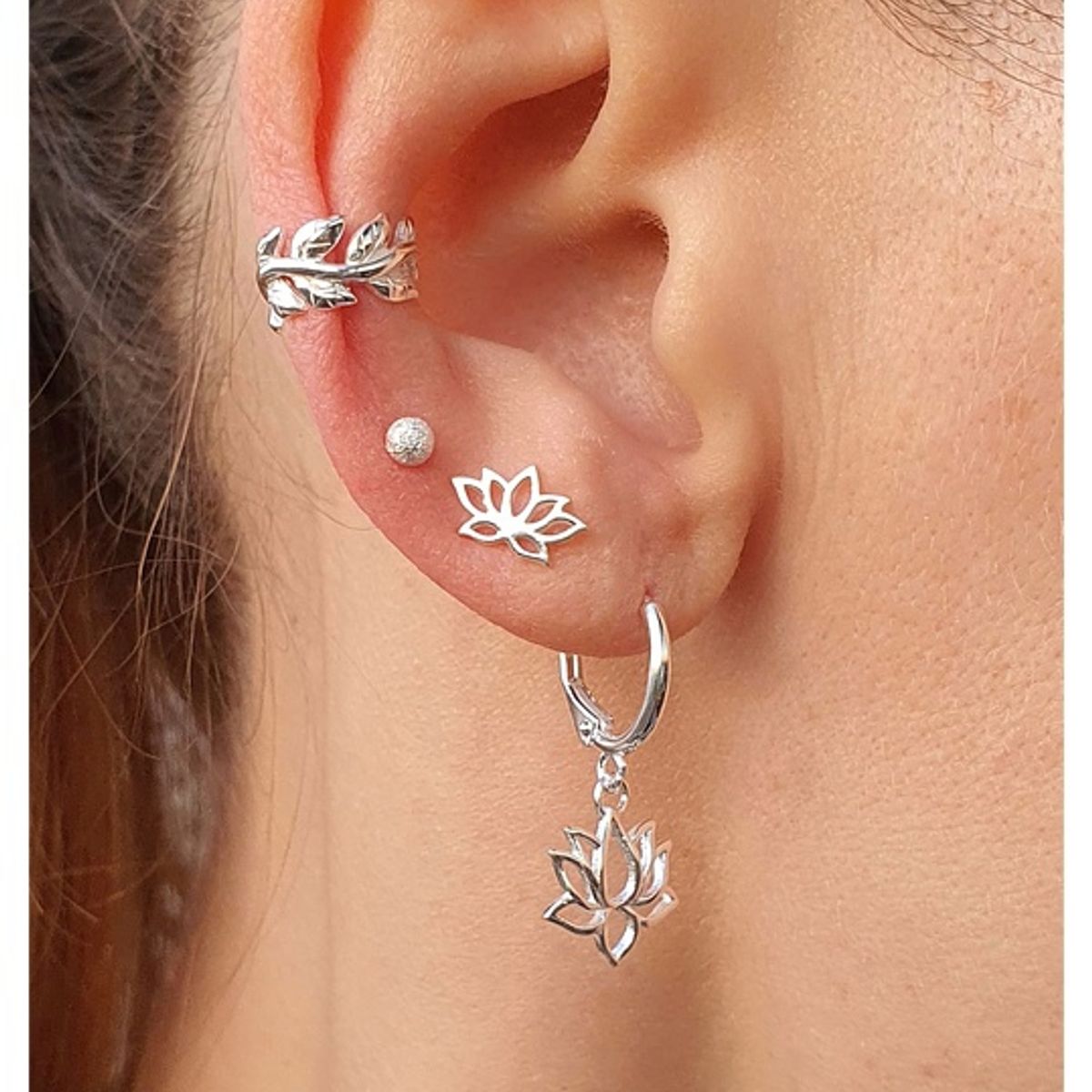 GENERICO - Aros Flor de loto Plata 925 niña mujer