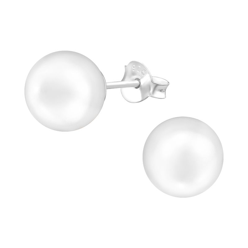 GENERICO - Aros mujer plata Perlas 8 mm