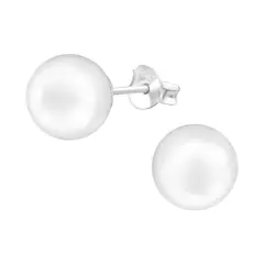 GENERICO - Aros mujer plata Perlas 8 mm