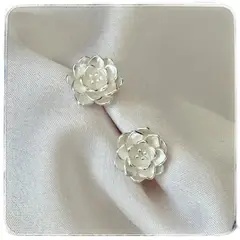 GENERICO - Aros Flor de loto de plata 925 mujer mamá