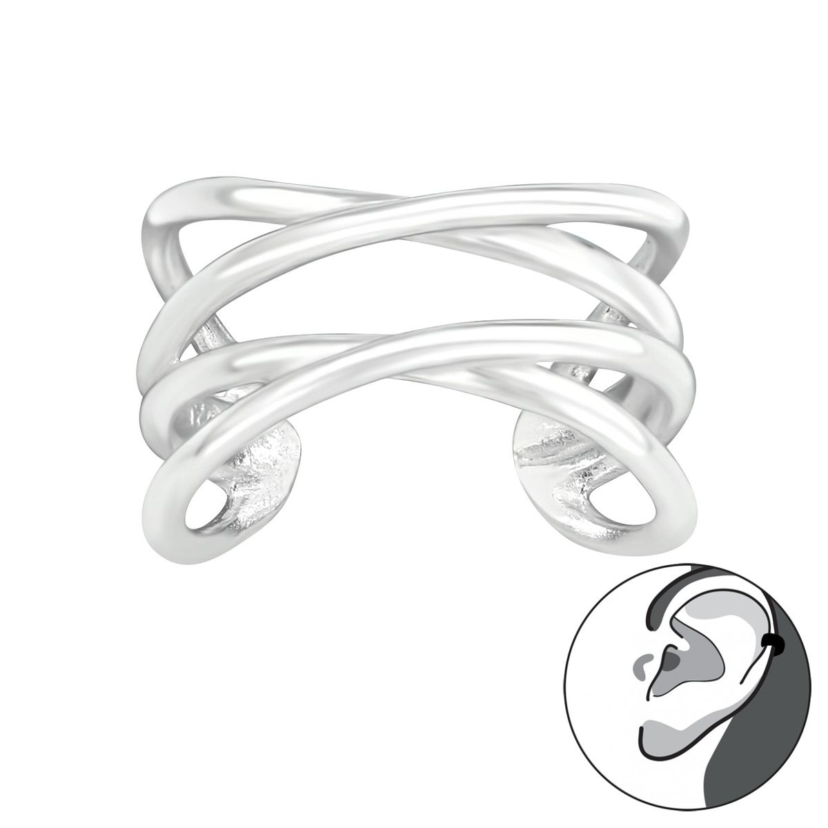 GENERICO - Aro Ear Cuff Plata 925 argolla a presión