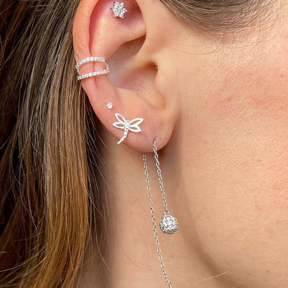 GENERICO - Aro ear cuff  doble brillante  Plata 925
