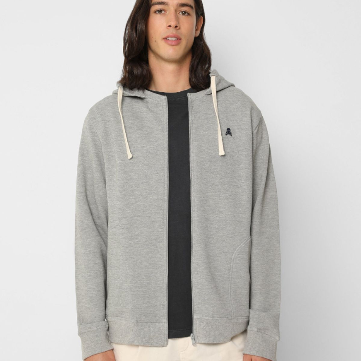 SCALPERS - Polerón Capucha Calavera Contraste Grey Melange