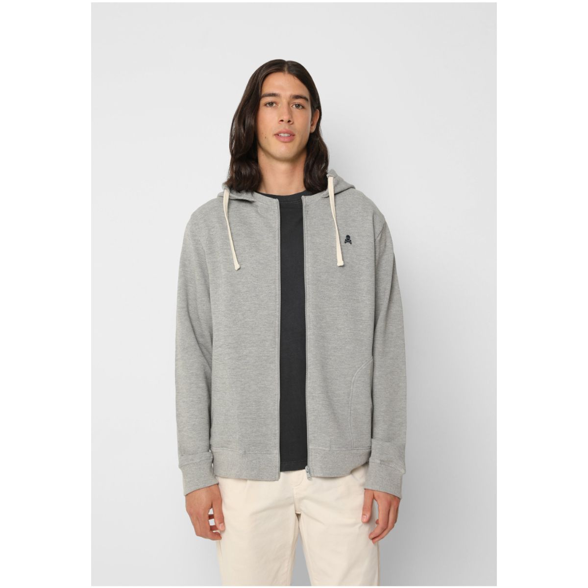SCALPERS - Polerón Capucha Calavera Contraste Grey Melange