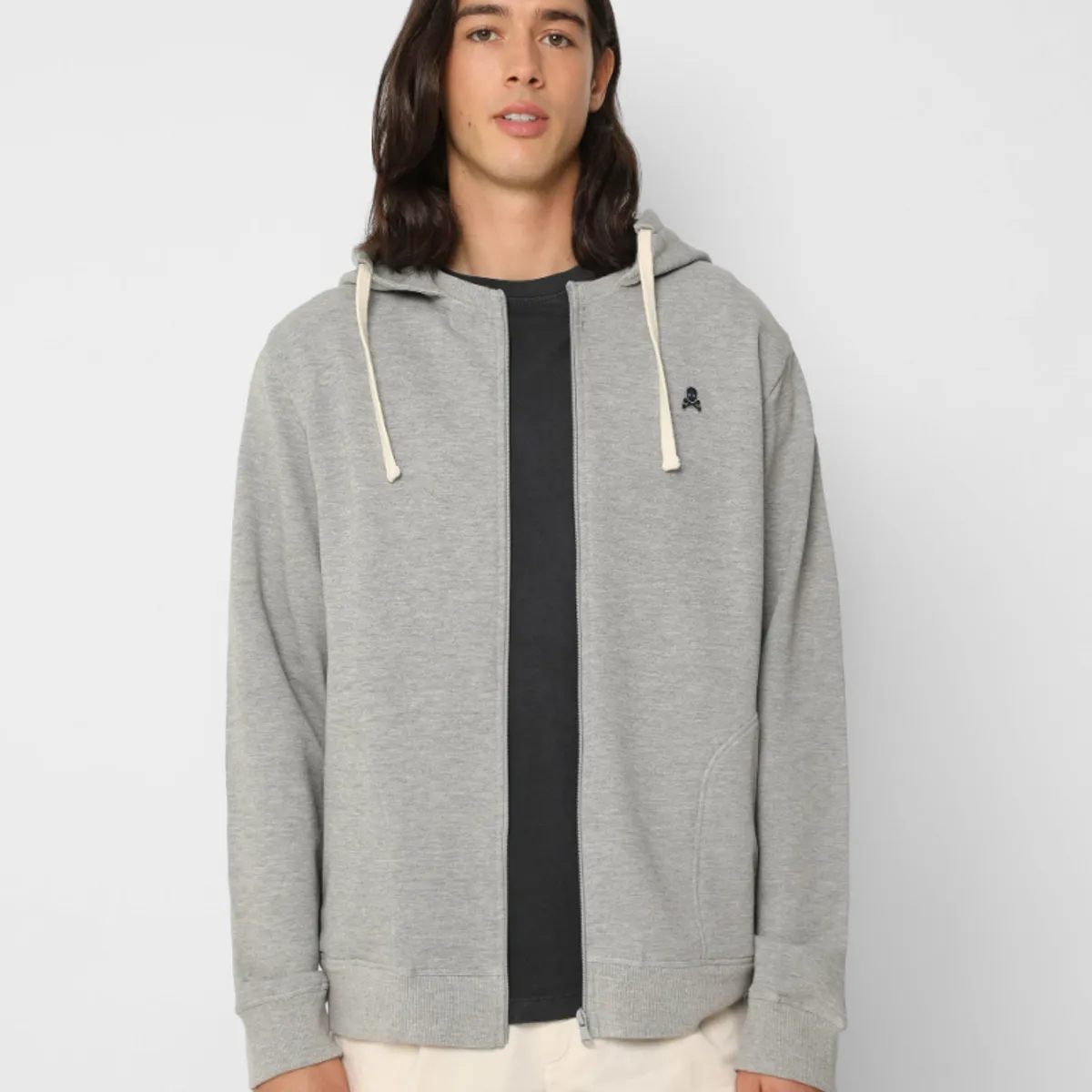 SCALPERS - Polerón Capucha Calavera Contraste Grey Melange