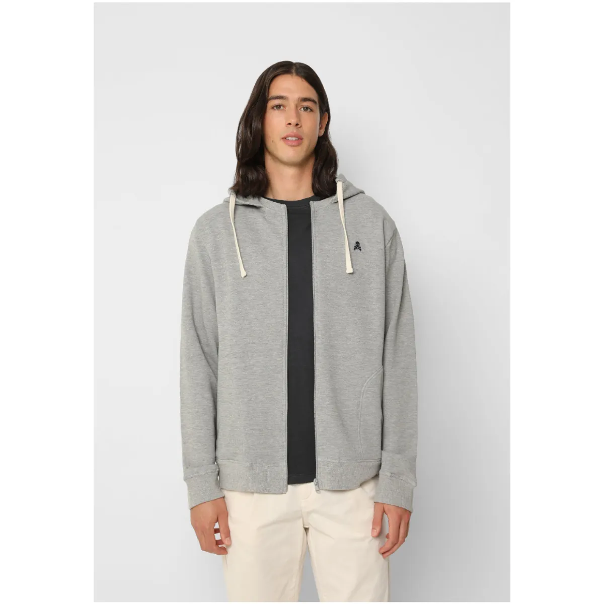 SCALPERS - Polerón Capucha Calavera Contraste Grey Melange