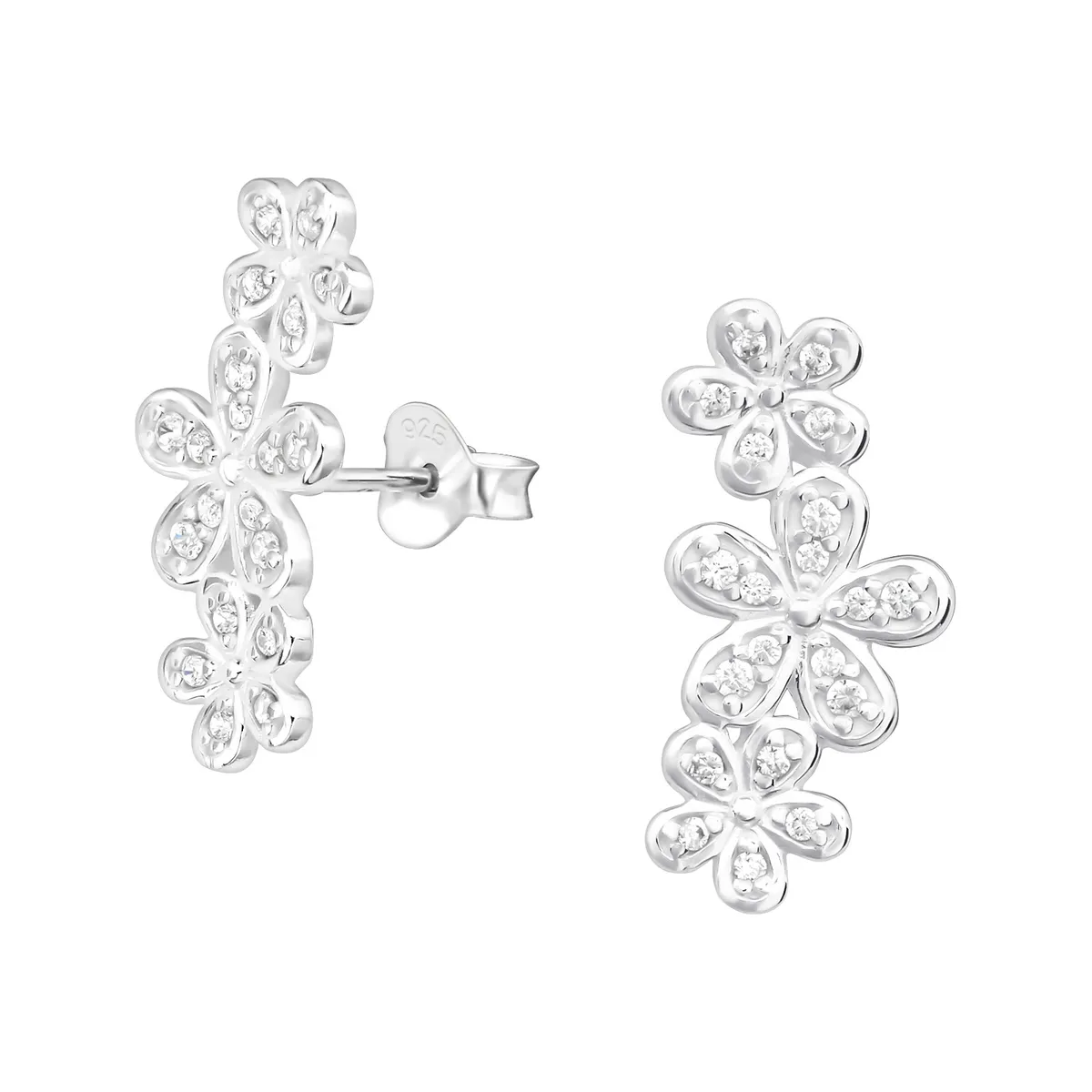 GENERICO - Aros mujer plata Flores