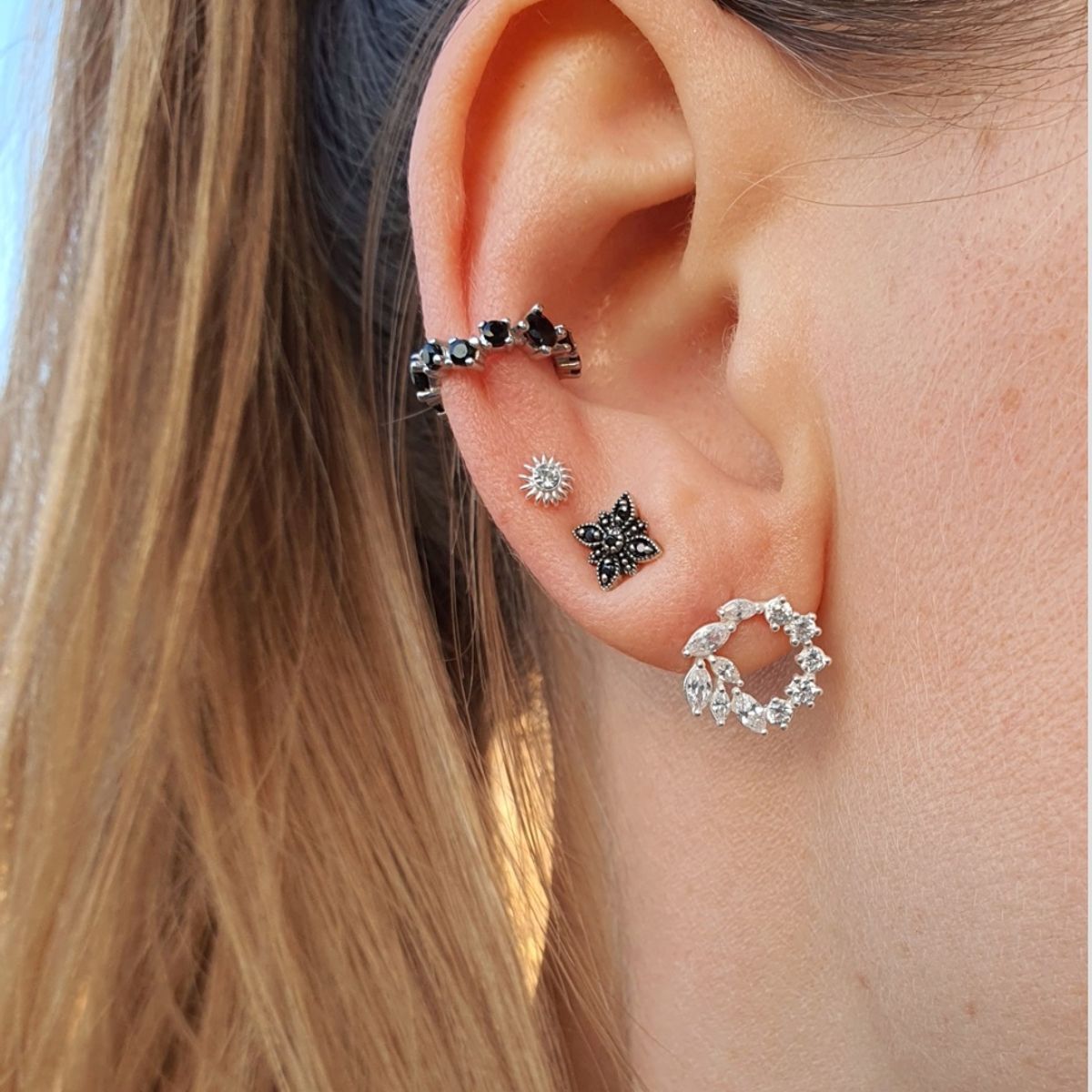 GENERICO - Aros mujer plata Mini flor