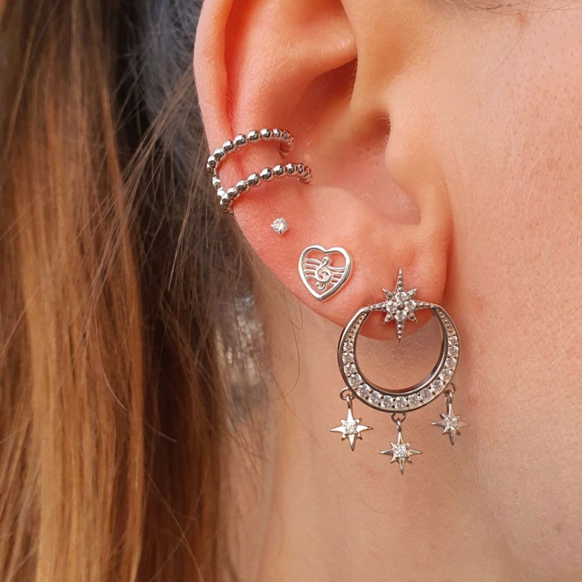 GENERICO - Aro Cuff esferas Mujer Plata 925