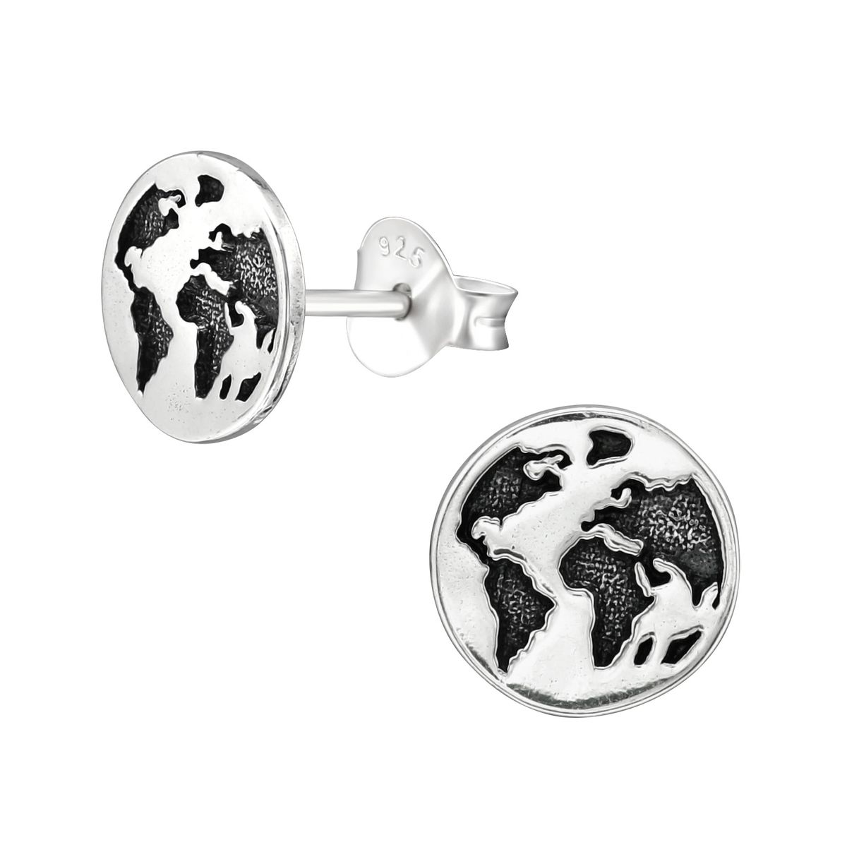 GENERICO - Aros mujer plata Planeta Tierra