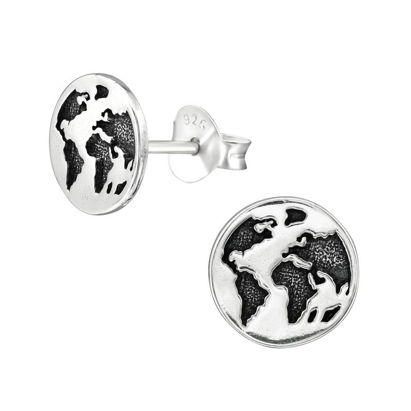 GENERICO - Aros mujer plata Planeta Tierra