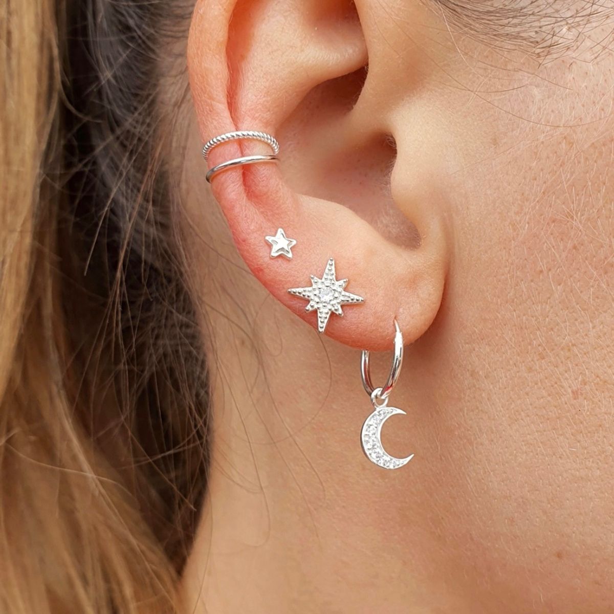 GENERICO - Aros mujer plata Mini estrella