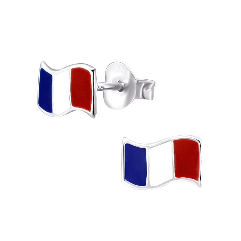 GENERICO - Aros mujer plata Bandera Francia