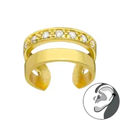 GENERICO - Aro Cuff dorado Mujer niña Plata 925 bañada en oro
