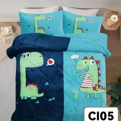 GENERICO - Cobertor Plush con chiporro Infantil Dinosaurio Verde 1.5 Plaza CI05