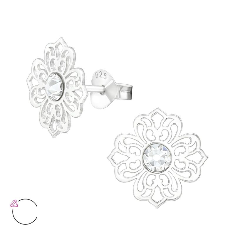 GENERICO - Aros mujer plata Flor