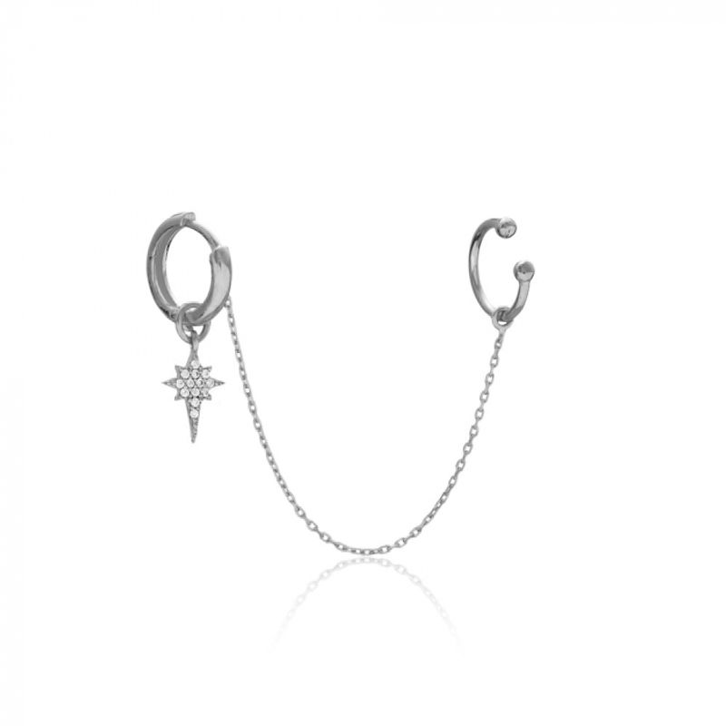 GENERICO - Argolla estrella con Cuff a presion Plata 925