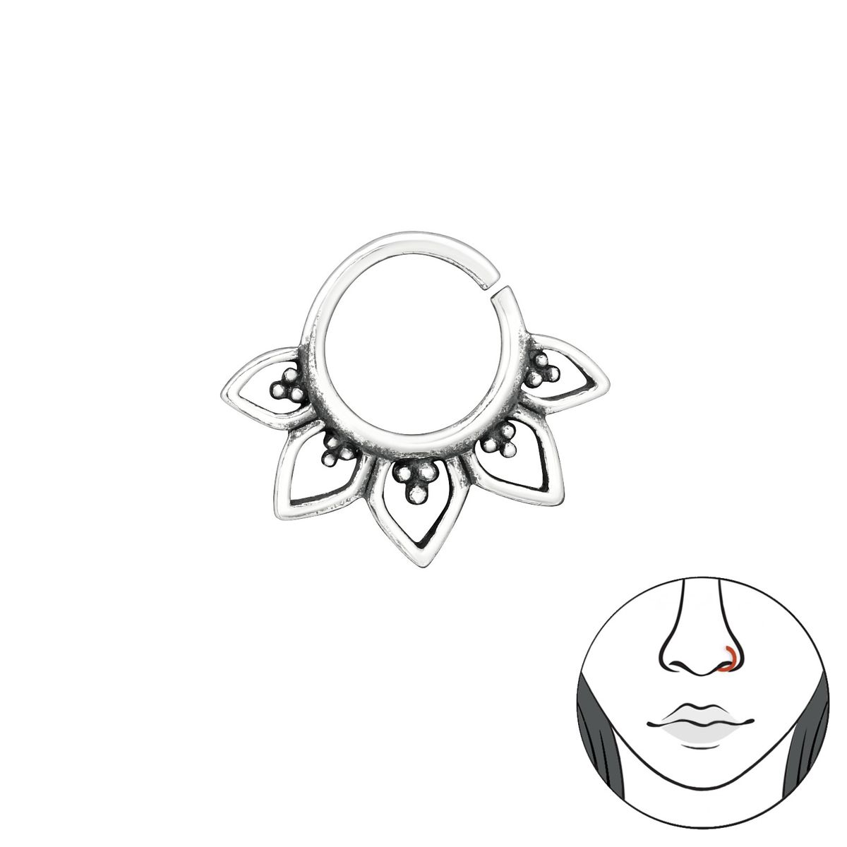 GENERICO - Aros mujer plata Argolla nariz