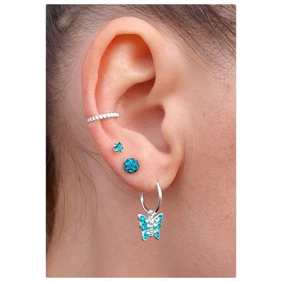 Imagen 2 del producto Aros esfera calipso 4 mm redondos turquesa