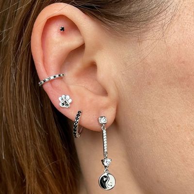 Imagen 2 del producto Aros de plata 925 mujer y niña pata de perro