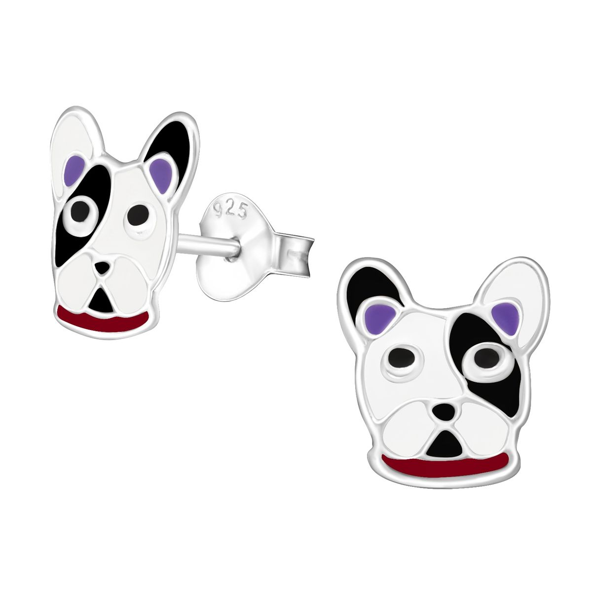GENERICO - Aros mujer plata Perro Bulldog