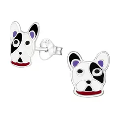 GENERICO - Aros mujer plata Perro Bulldog