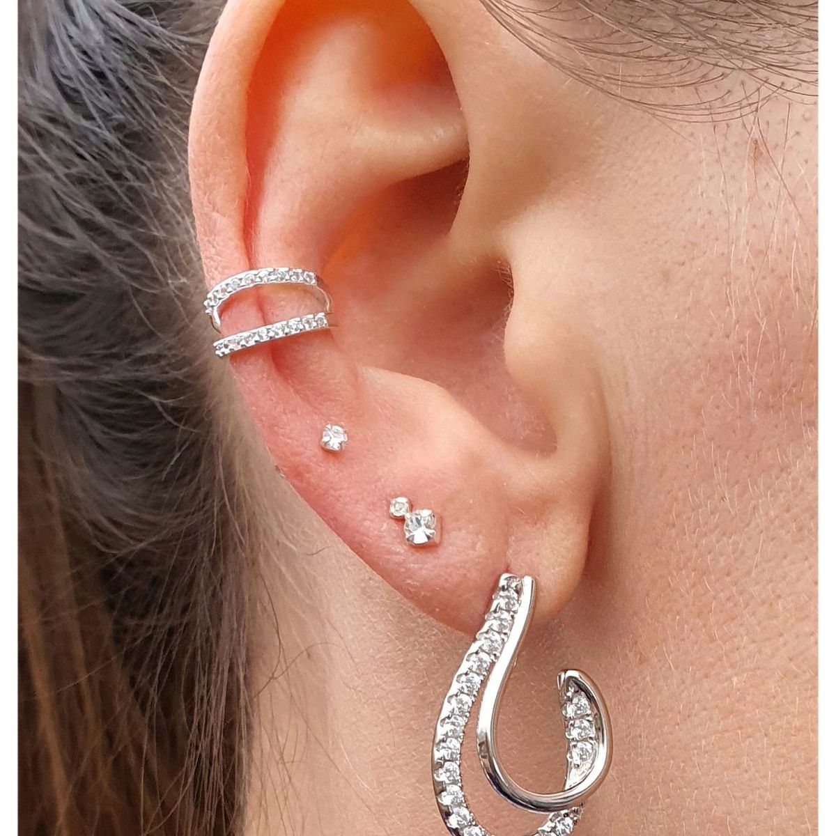 GENERICO - Aros brillantes  mujer gota Plata fina 925 + cajita