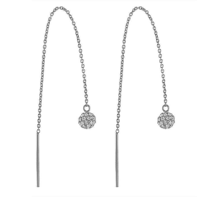 GENERICO - Aros mujer plata Esfera en cadena