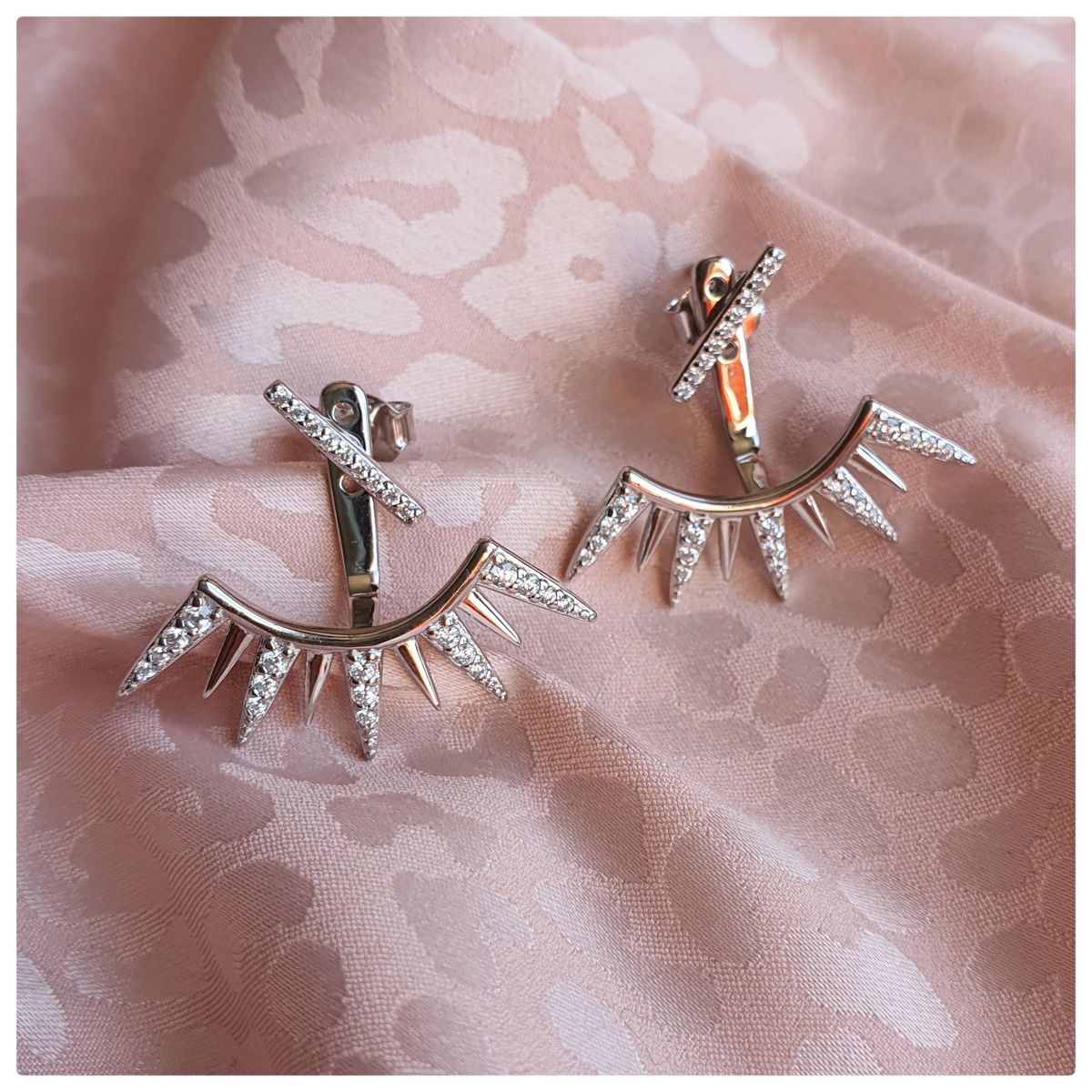 GENERICO - Aros jacket plata 925 con oro blanco + caja regalo