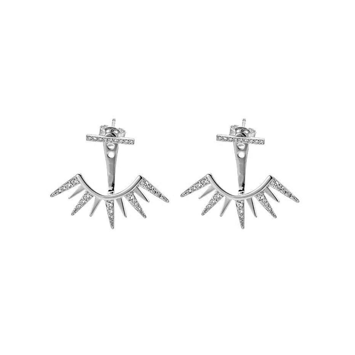 GENERICO - Aros jacket plata 925 con oro blanco + caja regalo