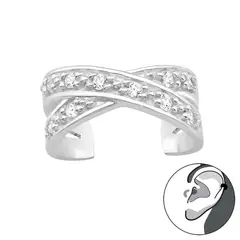GENERICO - Argolla a presión aro falso brillante Cuff Plata 925