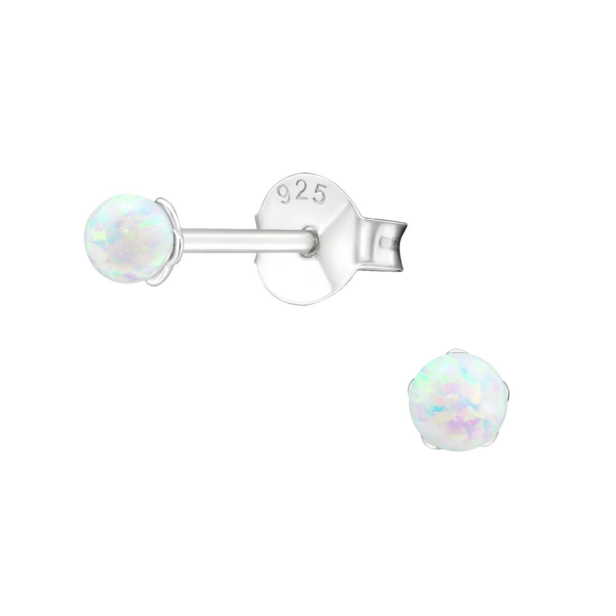 GENERICO - Aros mujer plata Esfera ópalo 3 mm