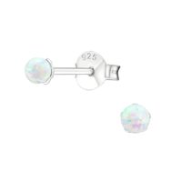 Aros mujer plata Esfera ópalo 3 mm