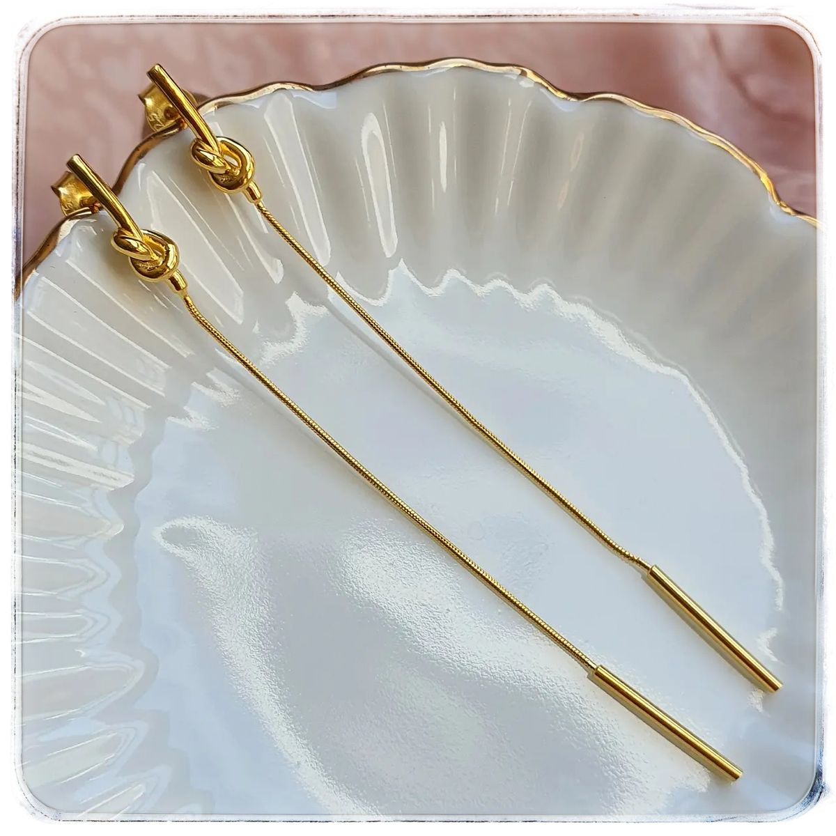 GENERICO - Aros largos dorados plata 925 + oro 18 k