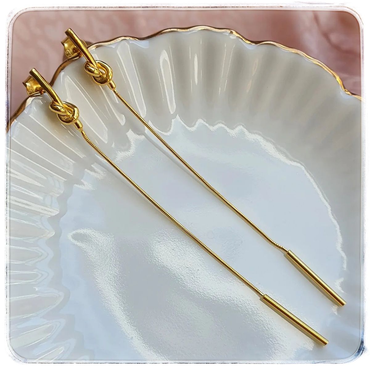 GENERICO - Aros largos dorados plata 925 + oro 18 k