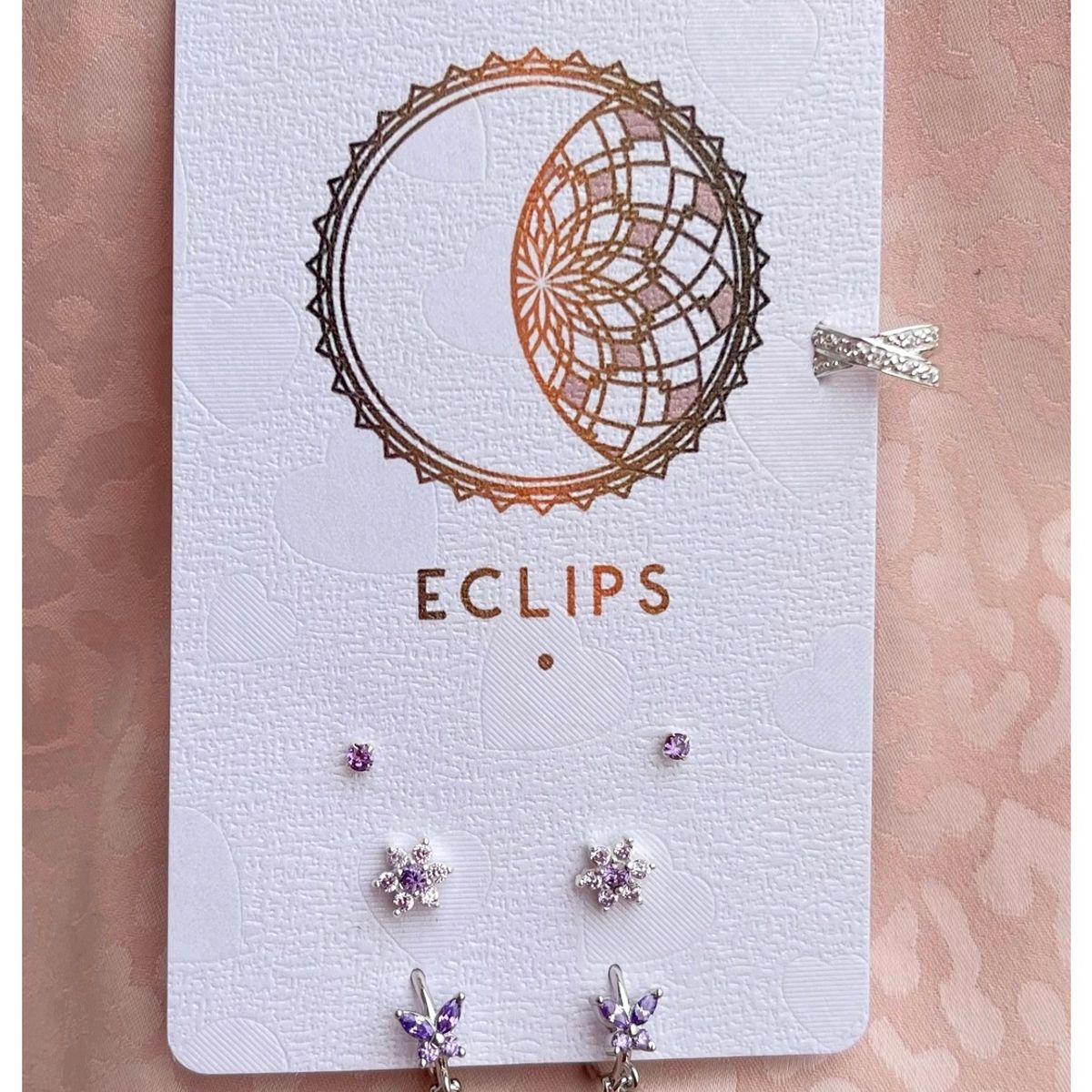 GENERICO - Conjunto de aros de plata Mariposa lila morados  caja regalo