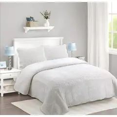 GENERICO - Cubrecama Microplush 2P Blanco Invierno
