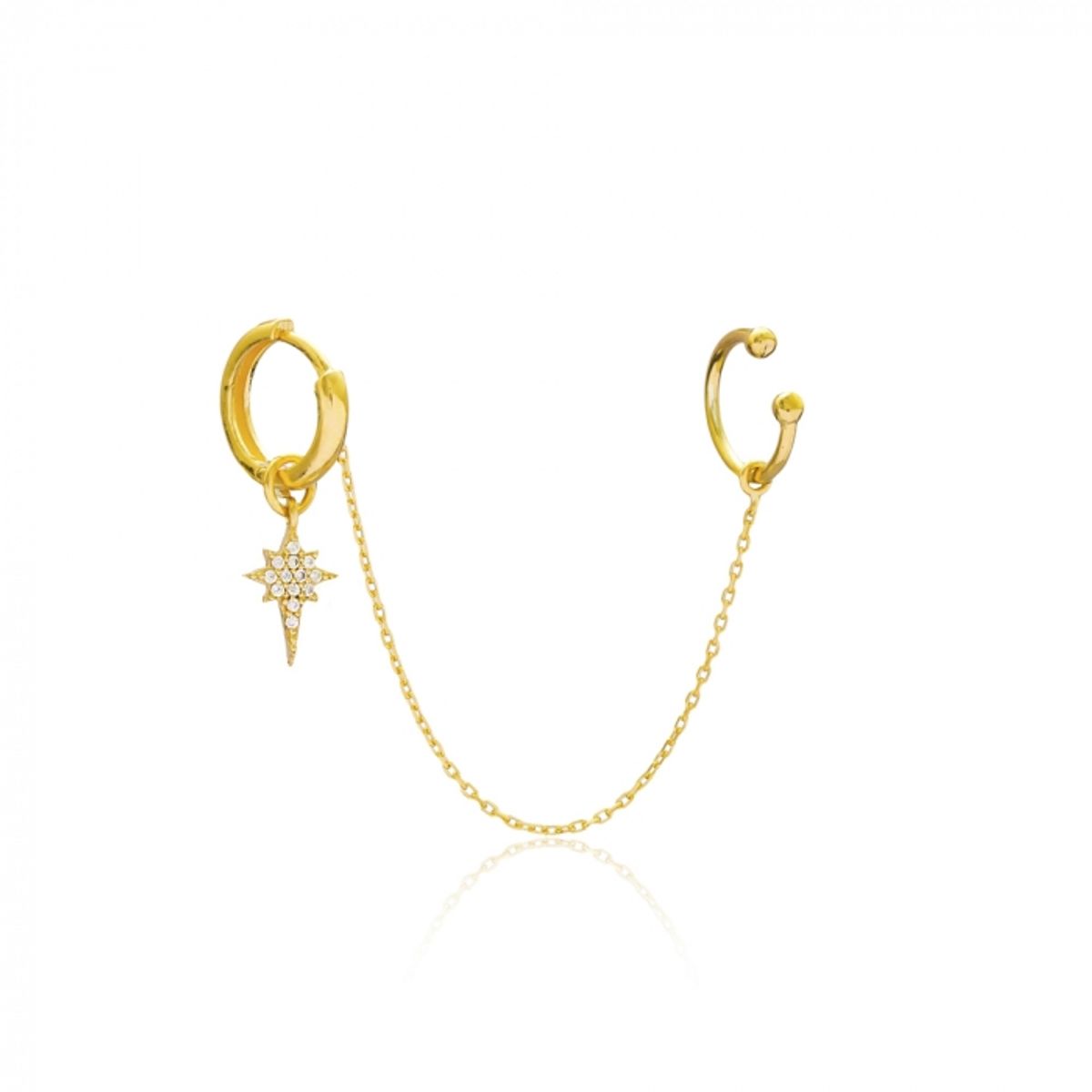 GENERICO - Aro Argolla dorada con cuff Plata 925 + oro 18 k