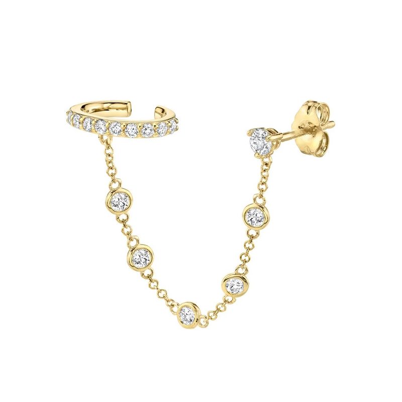 GENERICO - Aros mujer plata Punto de luz con cuff