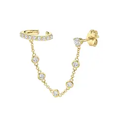 GENERICO - Aros mujer plata Punto de luz con cuff