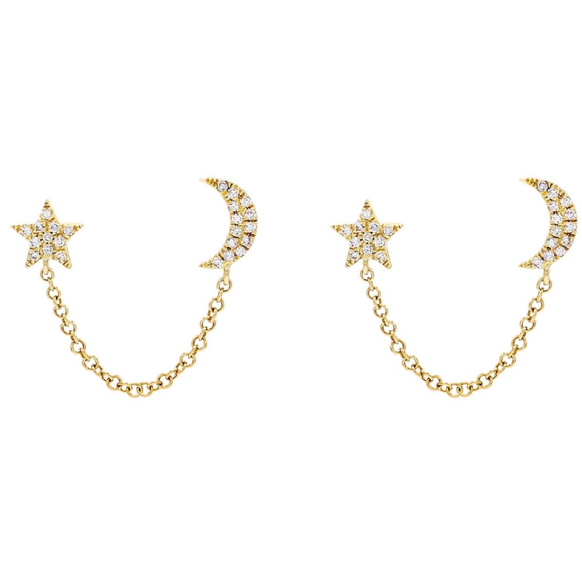 GENERICO - Aros mujer plata Luna + estrella